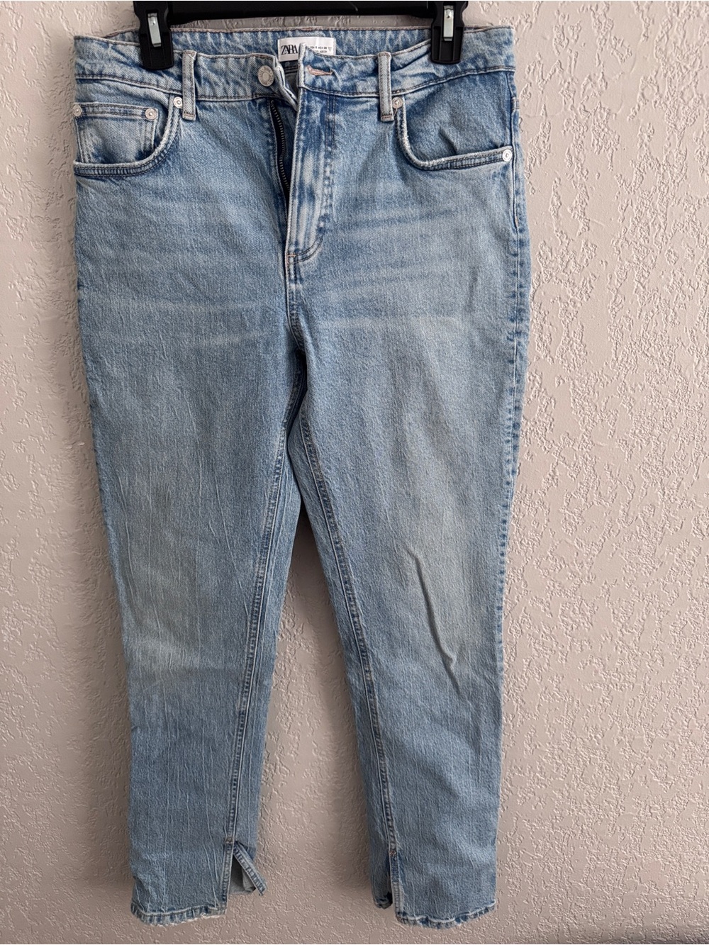 Zara Light Blue Ankle Crop High-Rise Jeans